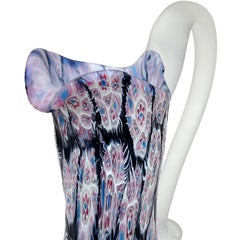 Fratelli Toso Murano Schwarz Millefiori Blume Mosaik Italienische Kunst Glas Krug