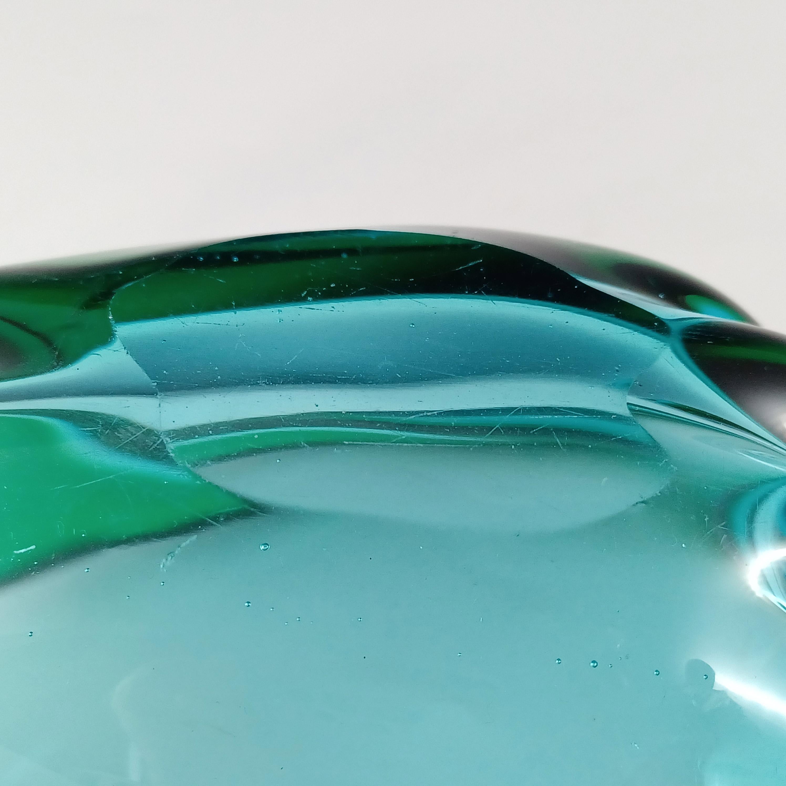 Fratelli Toso? Murano Blue & Green Glass Sculpture Bowl For Sale 3