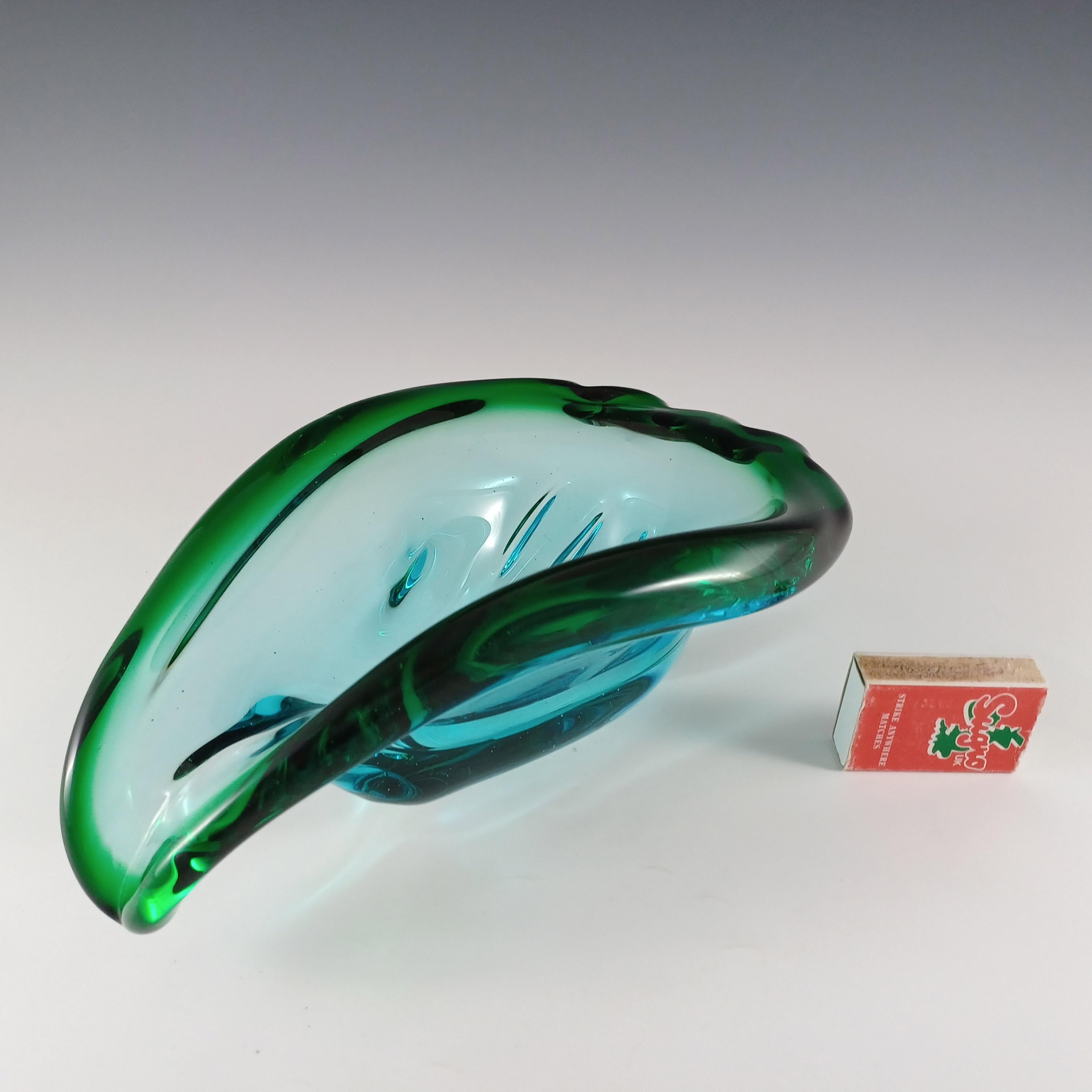 Fratelli Toso? Murano Blue & Green Glass Sculpture Bowl For Sale 4