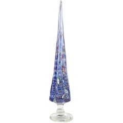 Fratelli Toso Murano Blue Millefiori Flowers Italian Art Glass Tree Sculpture