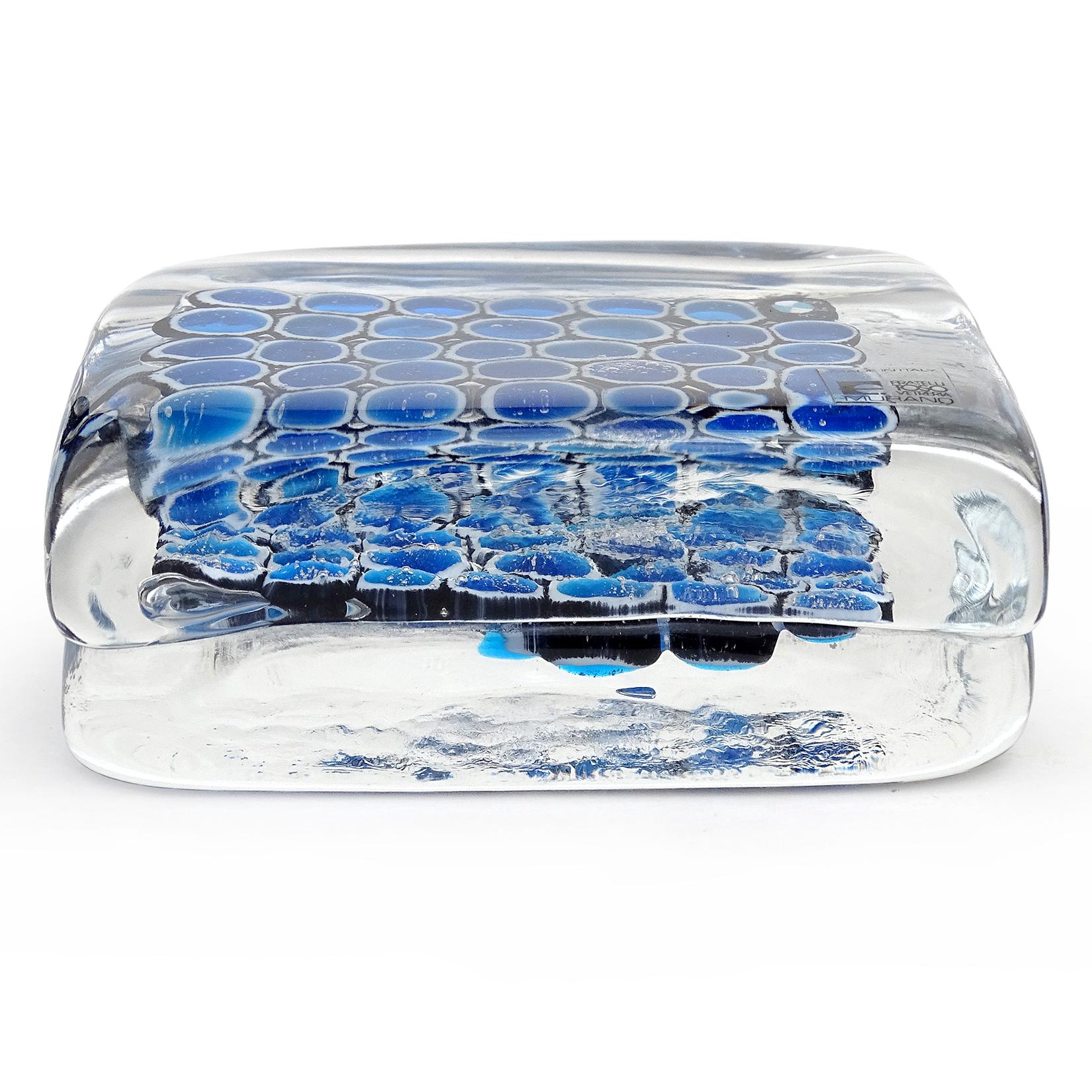Mosaic Fratelli Toso Murano BMW Company Logo Blue Murrine Italian Art Glass Paperweight