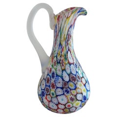 FRATELLI TOSO - Murano Frosted Millefiori Glass Pitcher - Italy - 20th Century