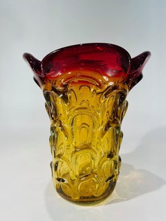 Large Fratelli Toso Murano glass bicolor vase