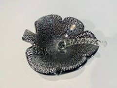 Fratelli Toso Murano glass black and silver ashtray with eraser circa 1950