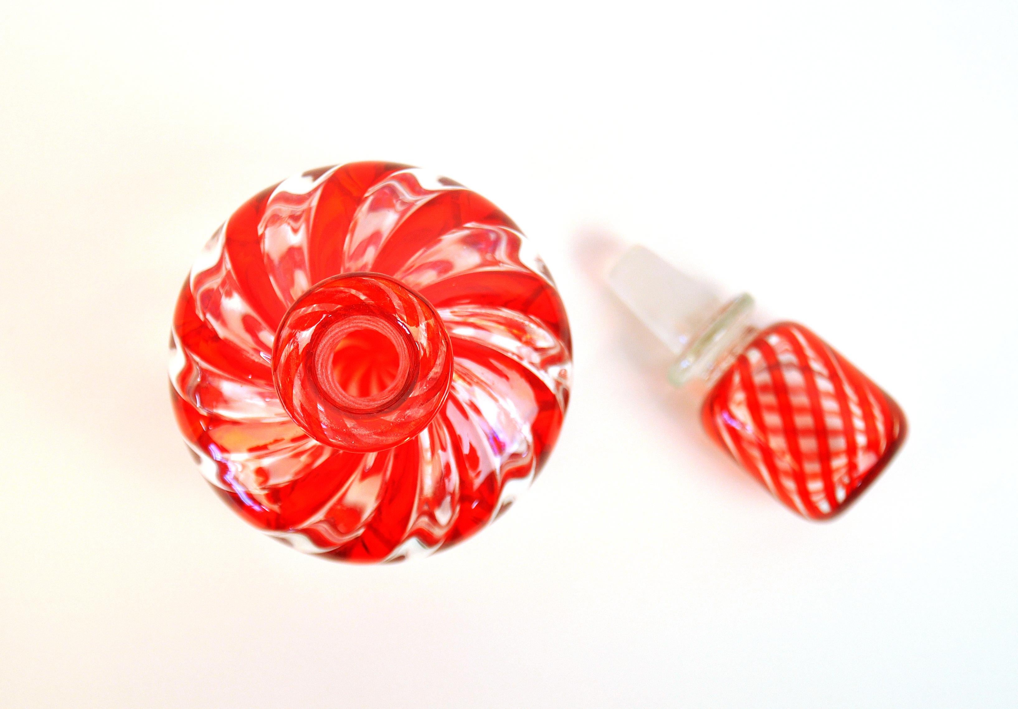 Mid-20th Century Fratelli Toso Red Murano Glass Bottle