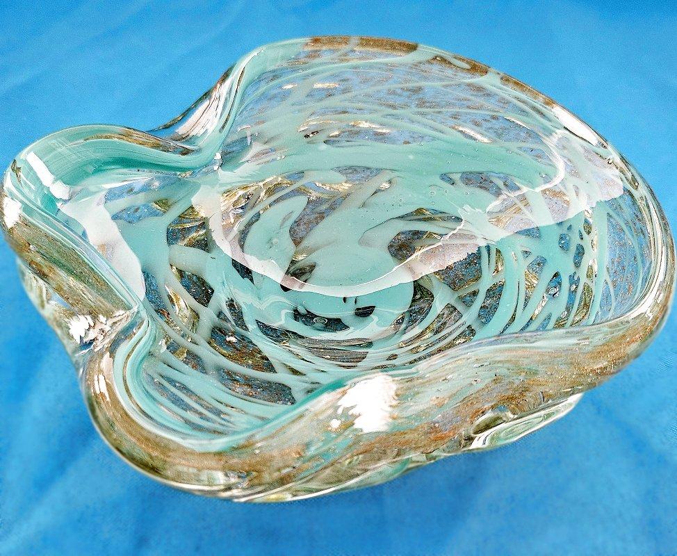Fratelli Toso Cuenco de cristal de Murano, A Bugne con Aventurina y Remolino REBAJA POR CIERRE en venta 3