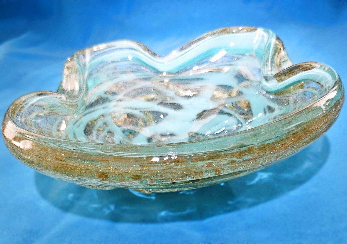 Fratelli Toso Cuenco de cristal de Murano, A Bugne con Aventurina y Remolino REBAJA POR CIERRE Otro en venta