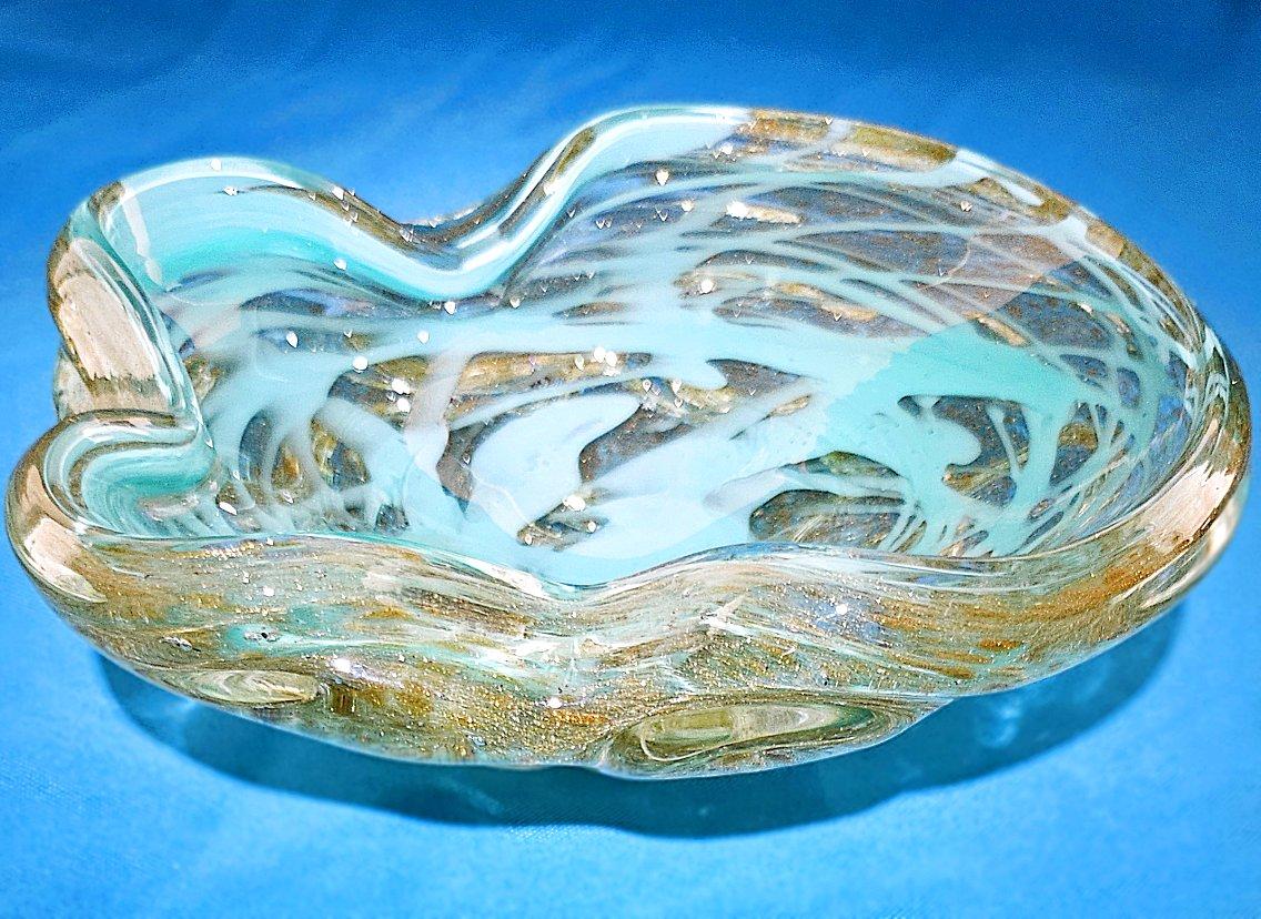Fratelli Toso Cuenco de cristal de Murano, A Bugne con Aventurina y Remolino REBAJA POR CIERRE siglo XX en venta