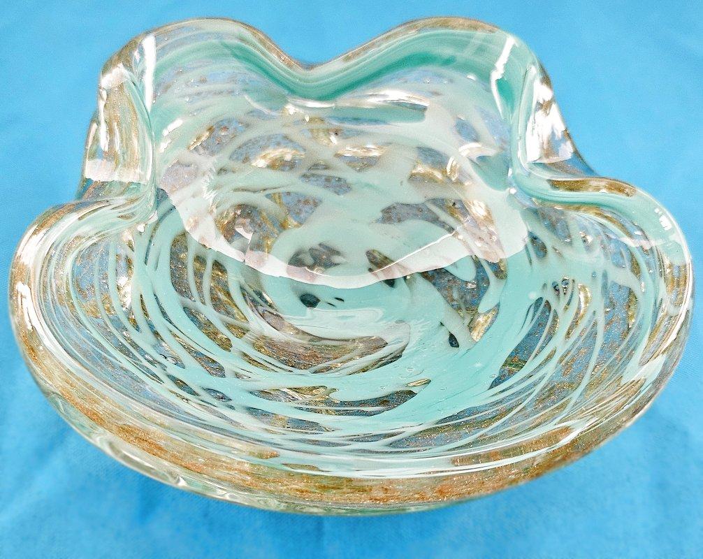 Fratelli Toso Cuenco de cristal de Murano, A Bugne con Aventurina y Remolino REBAJA POR CIERRE en venta 1