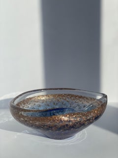 Fratelli Toso Murano Glass Decorative Bowl – Copper Aventurine, Blue Sommerso