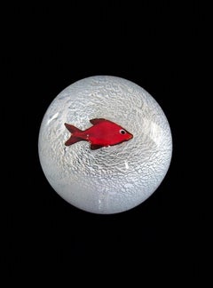 FRATELLI TOSO - Murano Glass Fish & Silver Fleck Paperweight - Italy - C. 1960