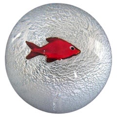FRATELLI TOSO - Murano Glass Fish & Silver Fleck Paperweight - Italy - C. 1960