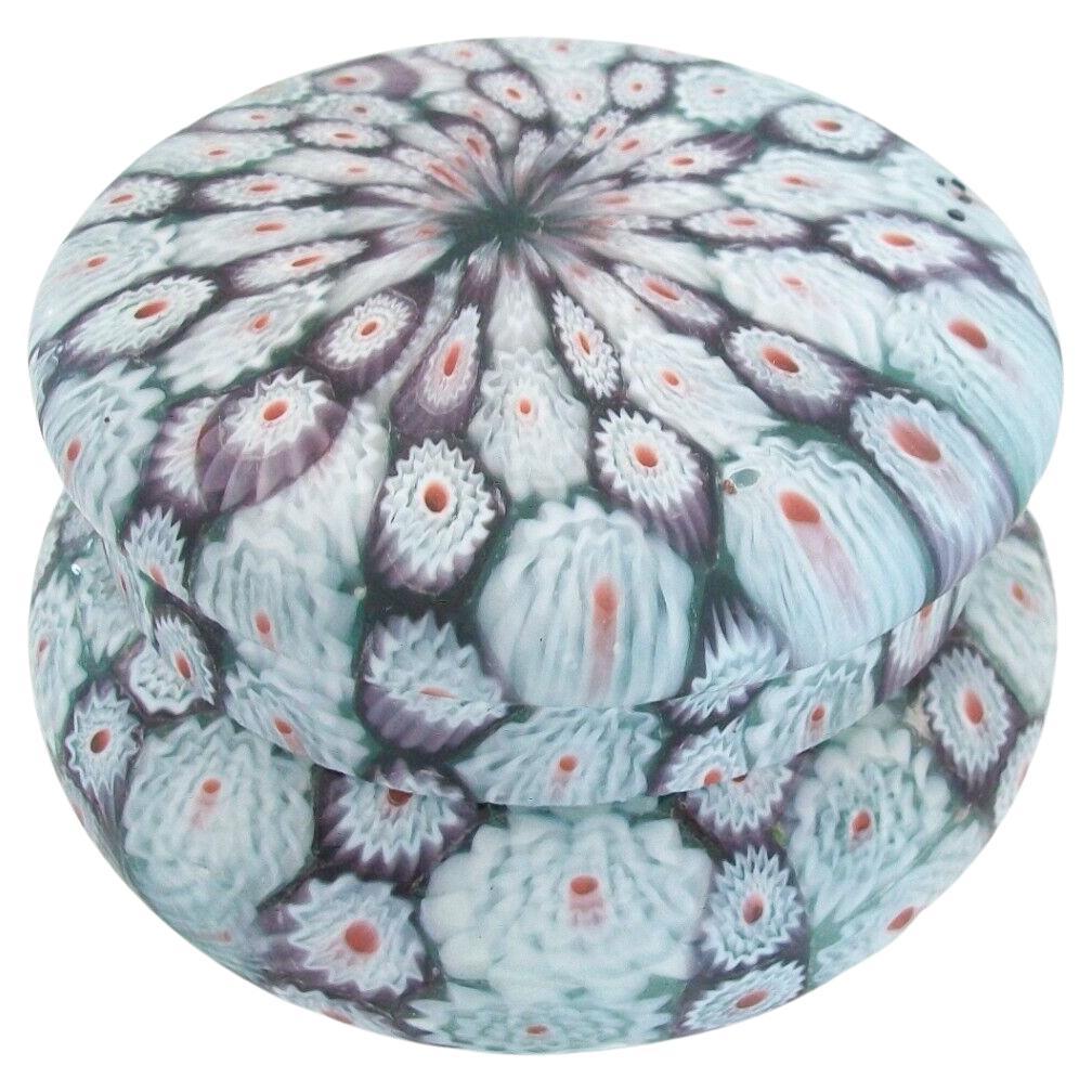 Fratelli Toso, Murano Glass Millefiori Lidded Box, Italy, Early 20th Century
