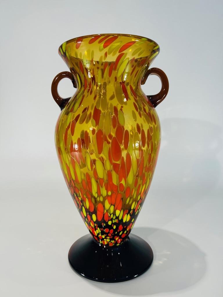 Incredible Fratelli Toso Murano glass multicolor circa 1970 vase.
