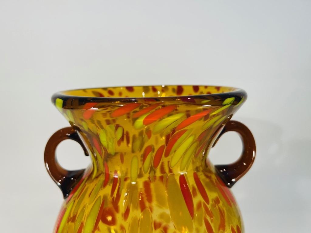 Italian Fratelli Toso Murano glass multicolor circa 1970 vase For Sale