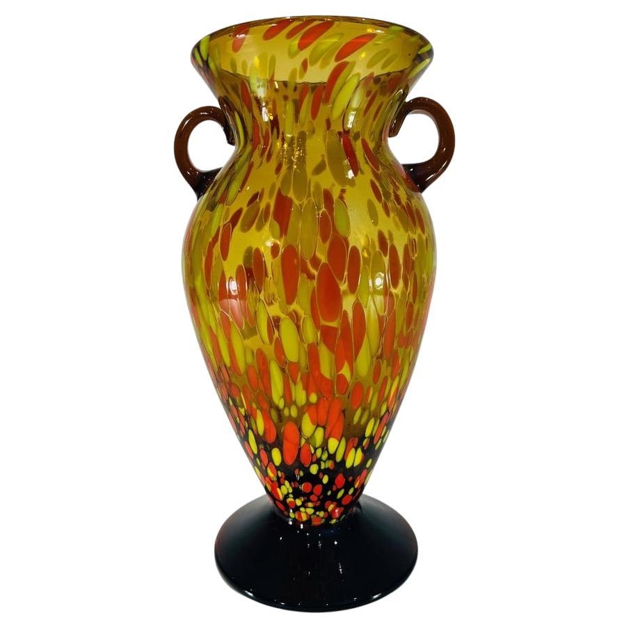 Fratelli Toso Murano glass multicolor circa 1970 vase For Sale
