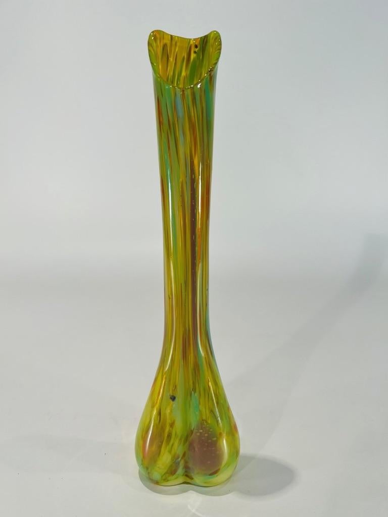 Incroyable vase multicolore en verre de Murano de Fratelli Toso circa 1950 