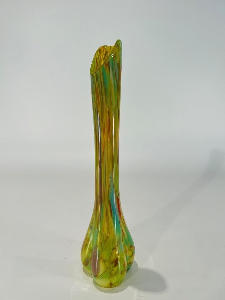 International Style Fratelli Toso Murano glass multicolor vase circa 1950 For Sale