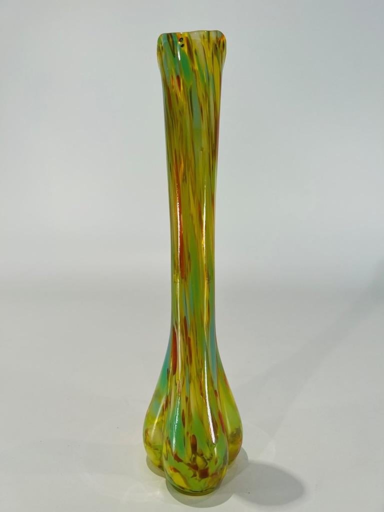 Italian Fratelli Toso Murano glass multicolor vase circa 1950 For Sale