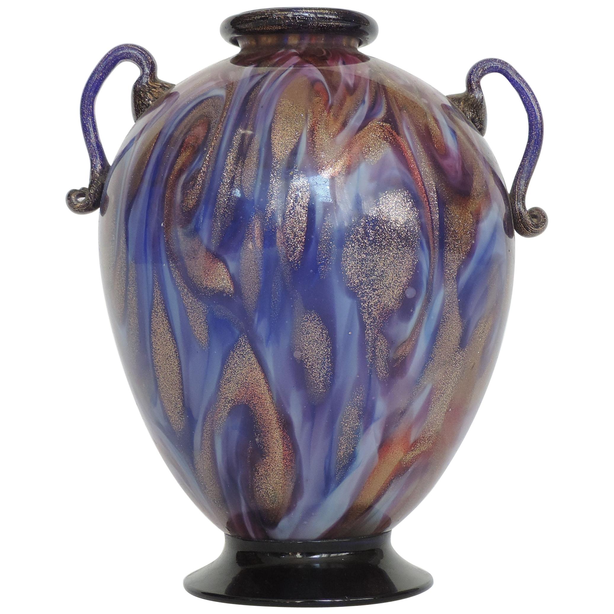 Fratelli Toso Murano Glass Vase, Italy, 1930s For Sale