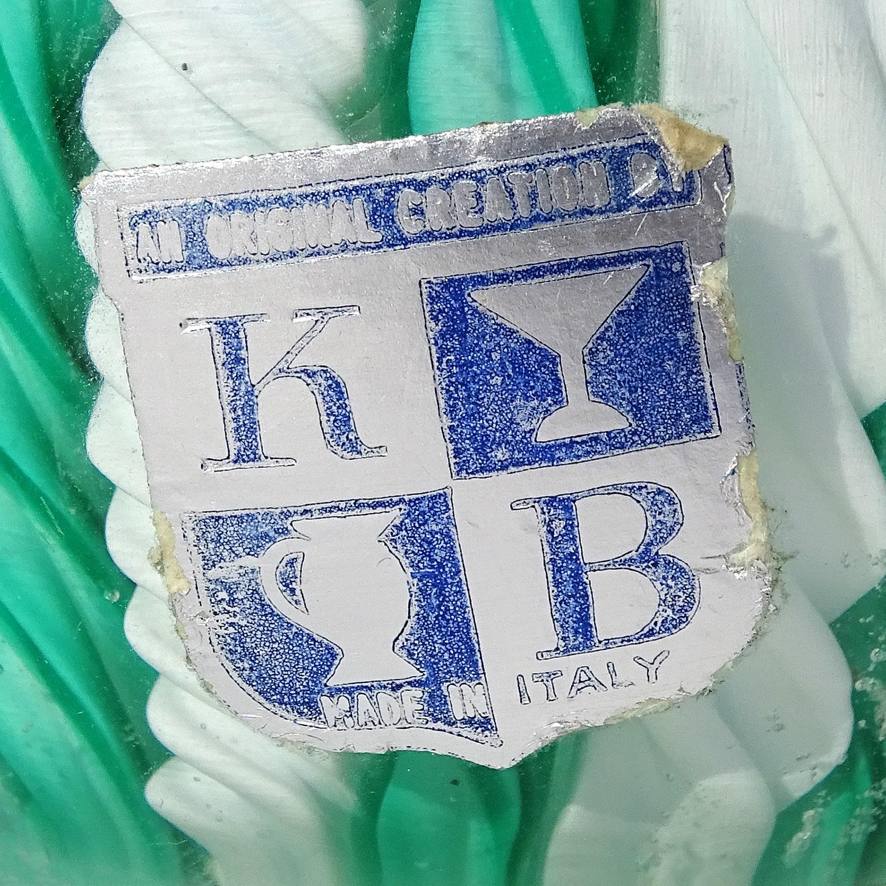 Papierbeschwerer aus italienischem Murano-Kunstglas in Grün und Weiß von Fratelli Toso (Handgefertigt) im Angebot