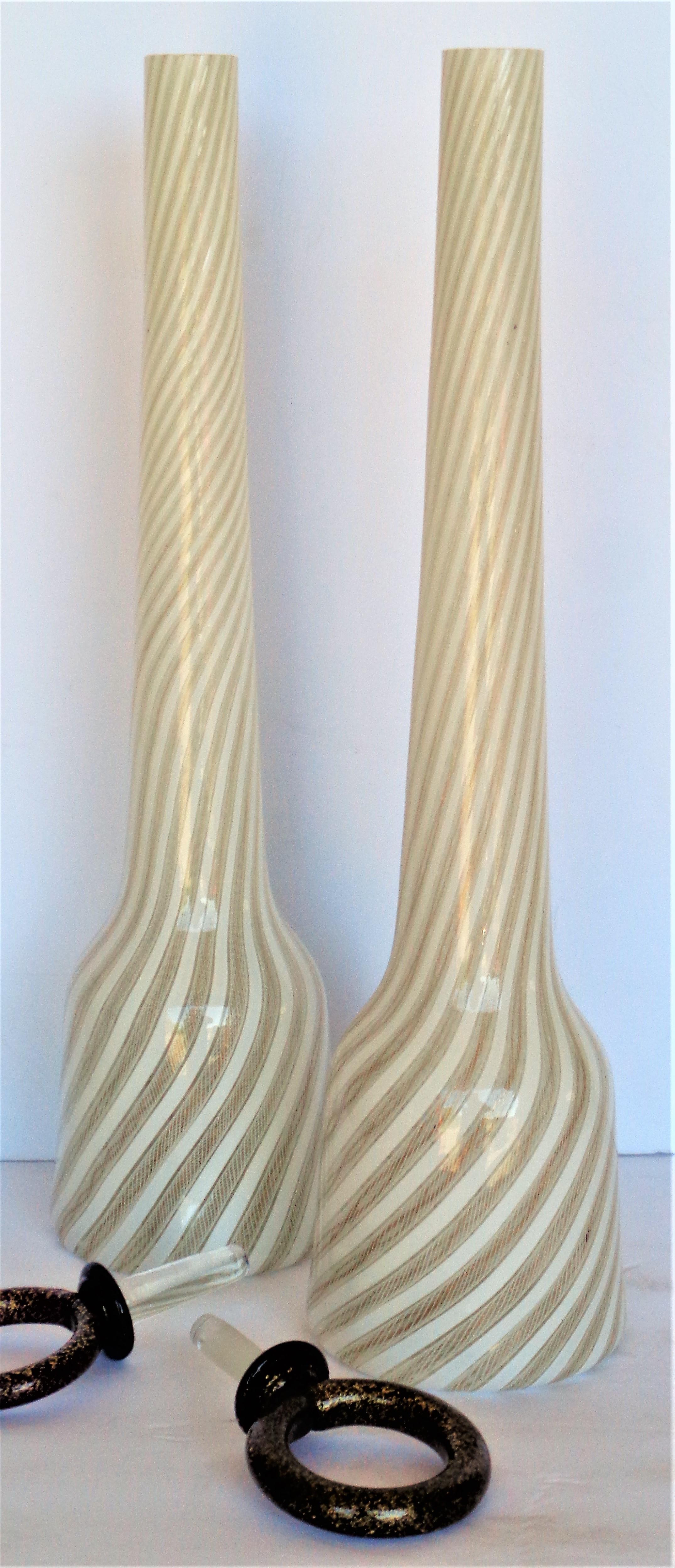  Fratelli Toso Murano Italian Art Glass Decanter Bottles, circa 1960 5