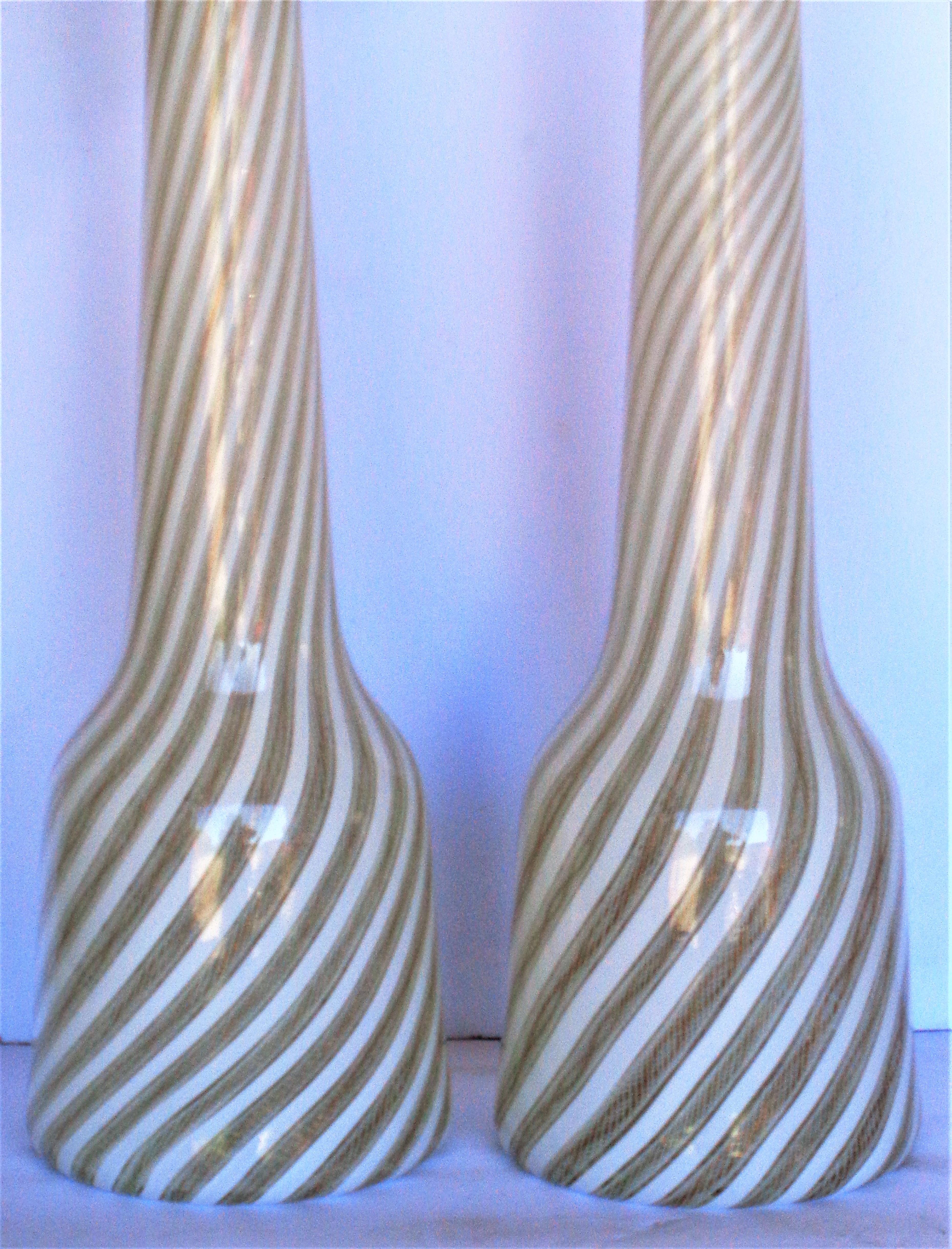 20th Century  Fratelli Toso Murano Italian Art Glass Decanter Bottles, circa 1960
