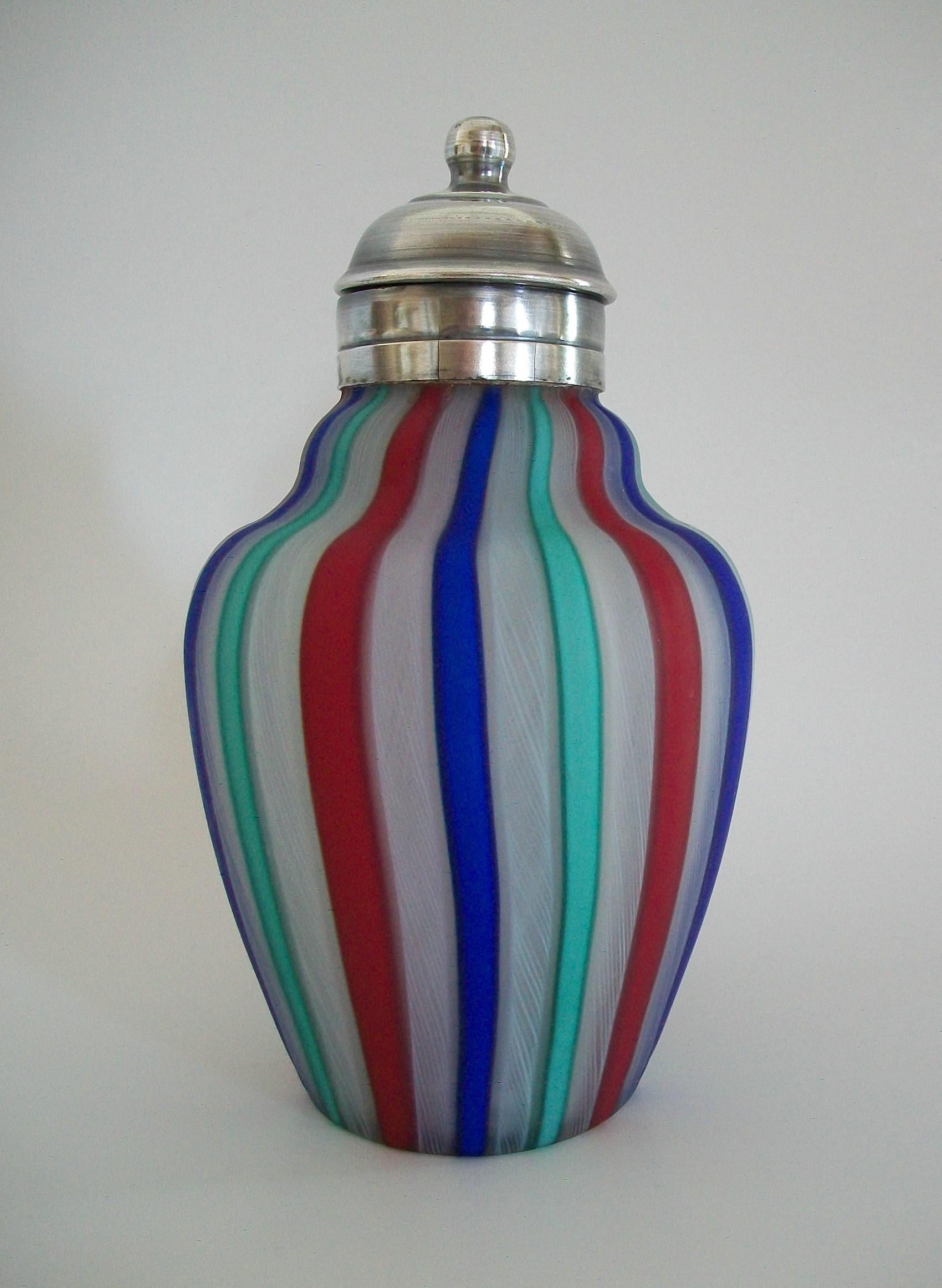 Hand-Crafted Fratelli Toso, Murano Latticino Glass Syrup Jug, Italy, Early 20th Century For Sale