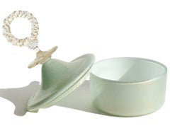 Fratelli Toso Murano Light Green Gold Flecks Italian Art Glass Decorative Box