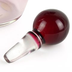 Fratelli Toso Murano Midcentury Pink Red Clown Face Italian Art Glass Decanter