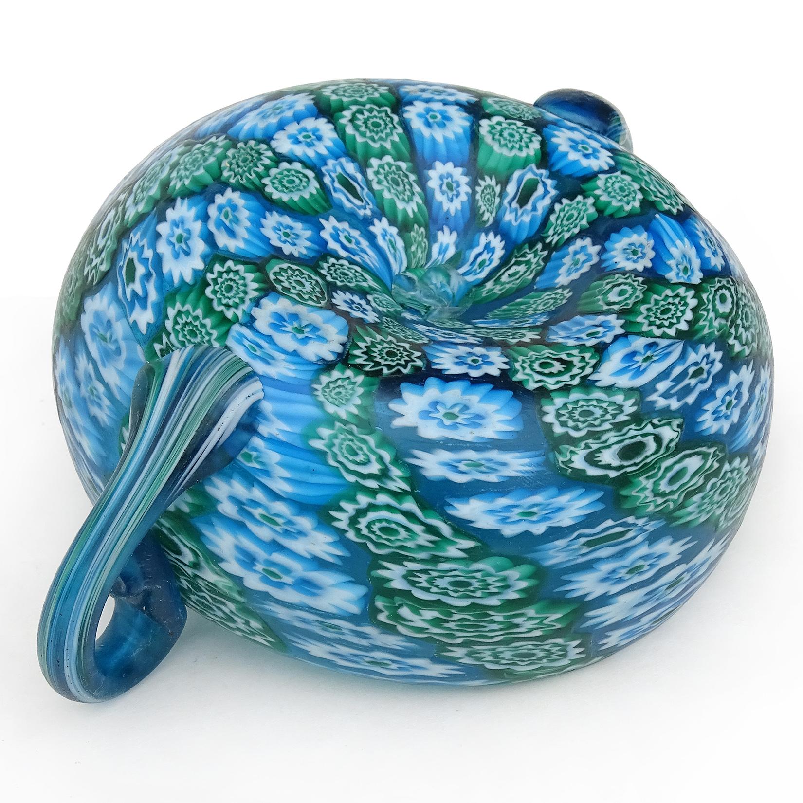 20th Century Fratelli Toso Murano Millefiori Flower Antique Italian Art Glass Vide Poche Bowl For Sale