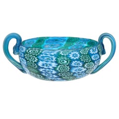Fratelli Toso Murano Millefiori Flower Antique Italian Art Glass Vide Poche Bowl