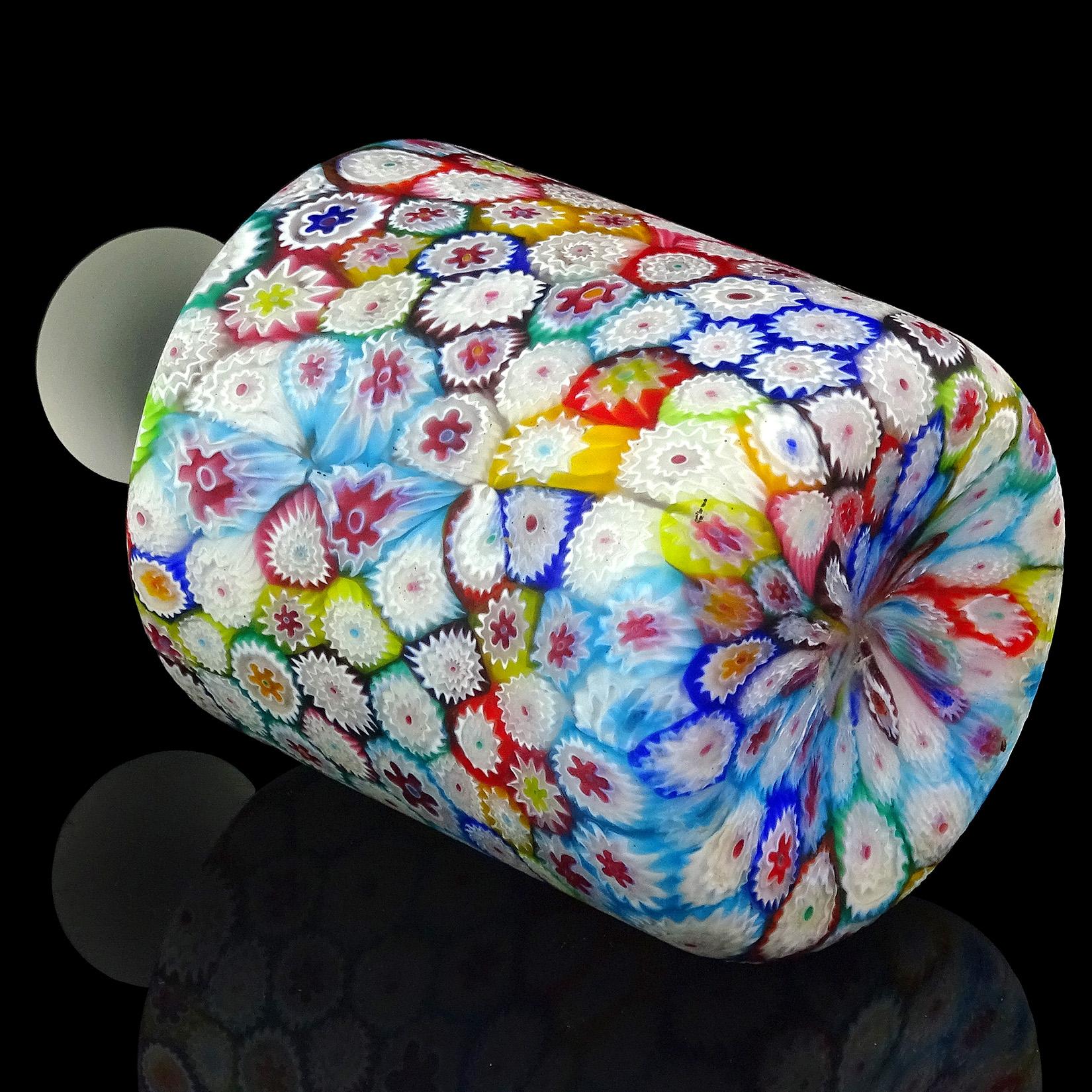 Hand-Crafted Fratelli Toso Murano Millefiori Flower Mosaic Italian Art Glass Paperweight