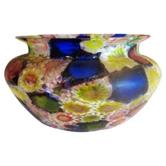 Fratelli Toso Murano Millefiori Flower Star Mosaic Blown Glass Vase, 1950-1960