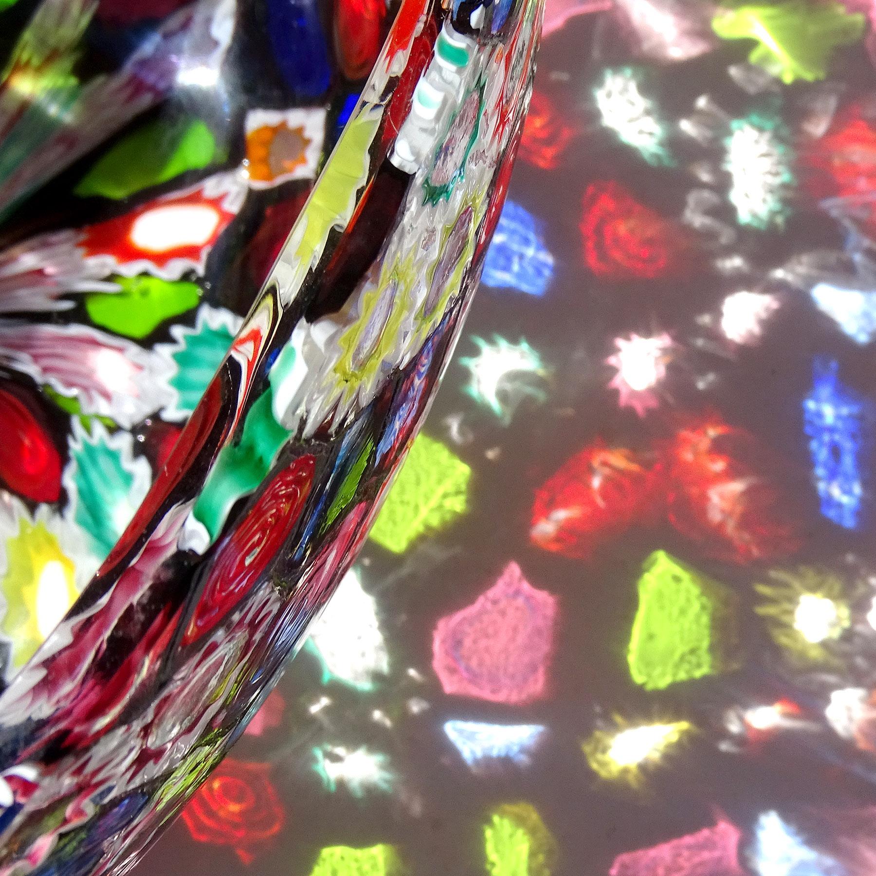 Fratelli Toso Murano Millefiori Blume Stern Mosaik Italienische Kunst Glas Schale Vase im Zustand „Gut“ im Angebot in Kissimmee, FL