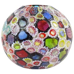 Fratelli Toso Murano Millefiori Flower Star Mosaic Italian Art Glass Flower Vase