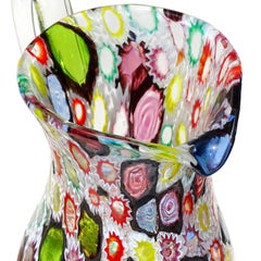 Fratelli Toso Murano Millefiori Fiore Stella Mosaico Italiano in Vetro Artistico Brocca