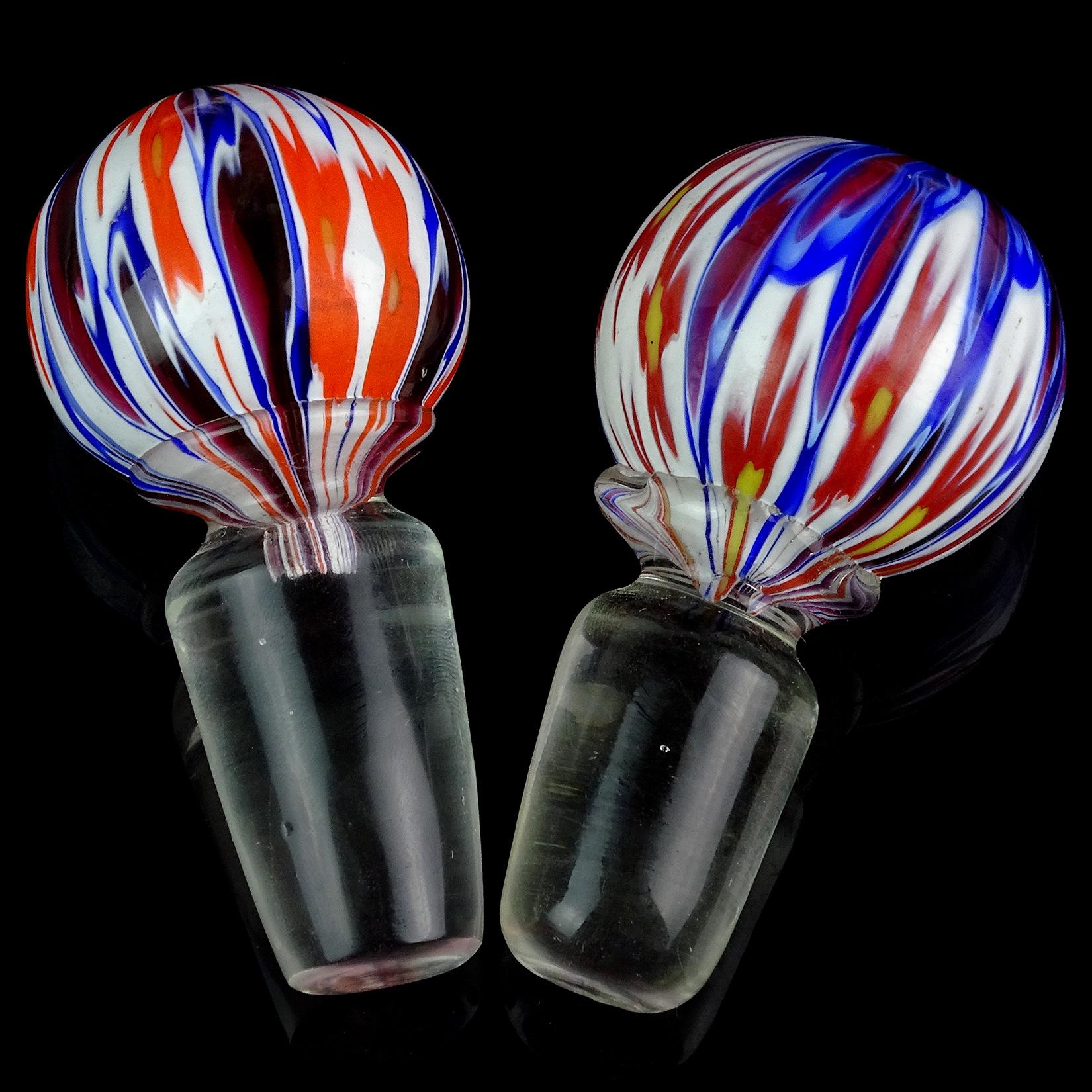 20ième siècle Pichets en verre d'art italien Fratelli Toso Murano Millefiori Flower Star Mosaic en vente