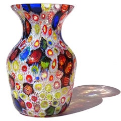 Fratelli Toso Murano Millefiori Fiore Stella Opale Mosaico Vaso in vetro artistico italiano