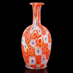 Fratelli Toso Murano Millefiori Flowers Antique Italian Art Glass Cabinet Vase