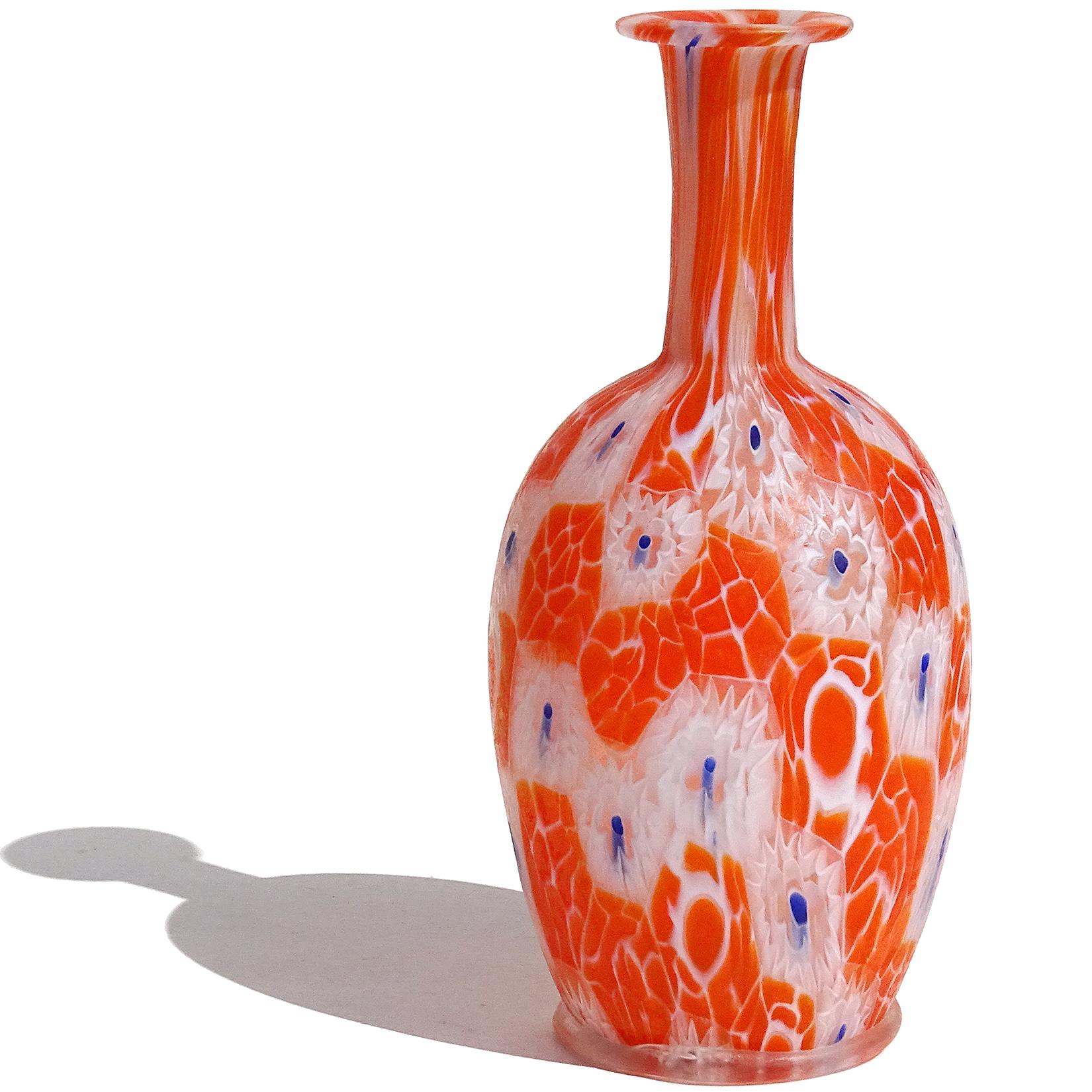 Art Nouveau Fratelli Toso Murano Millefiori Flowers Antique Italian Art Glass Cabinet Vase