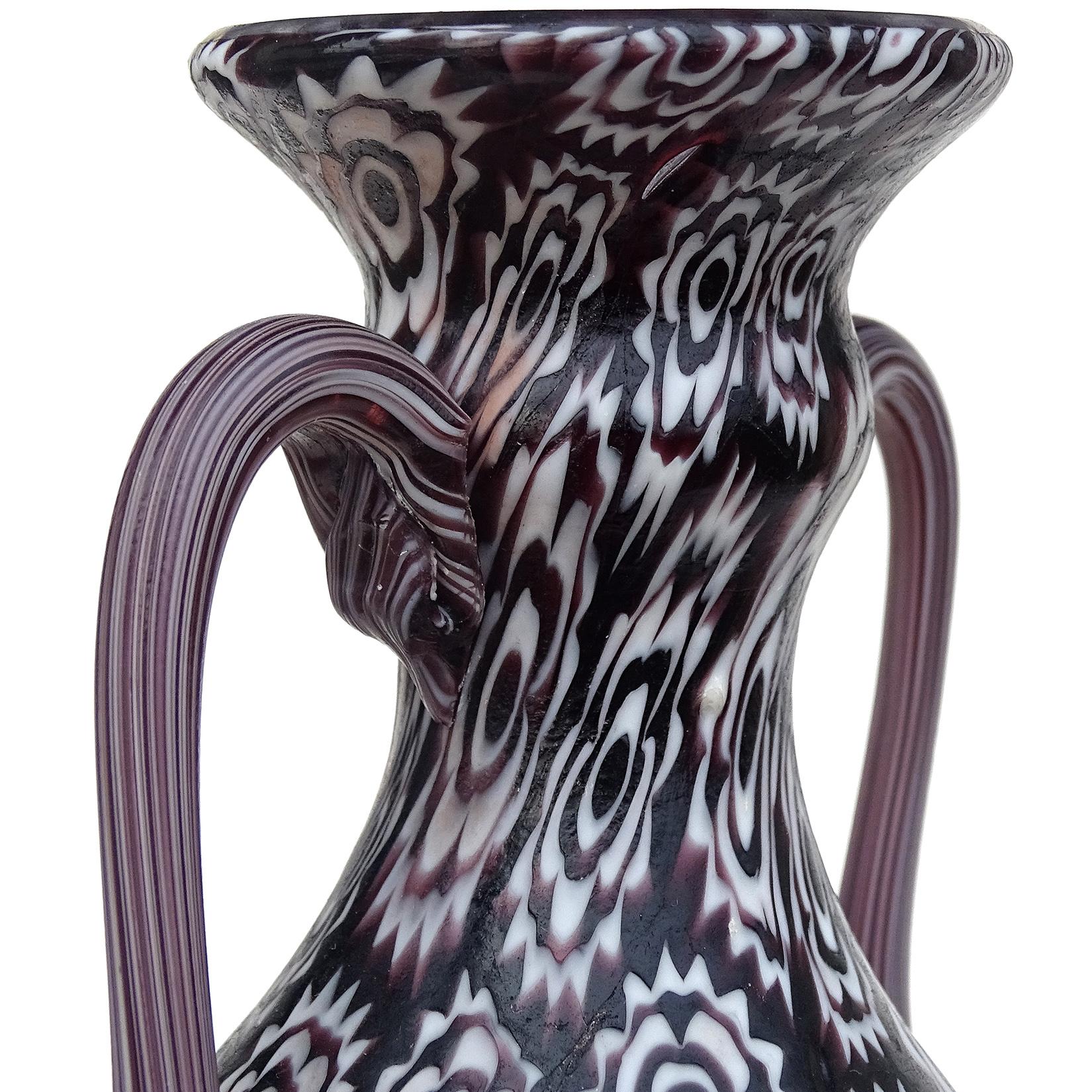 Hand-Crafted Fratelli Toso Murano Millefiori Flowers Antique Italian Art Glass Cabinet Vase