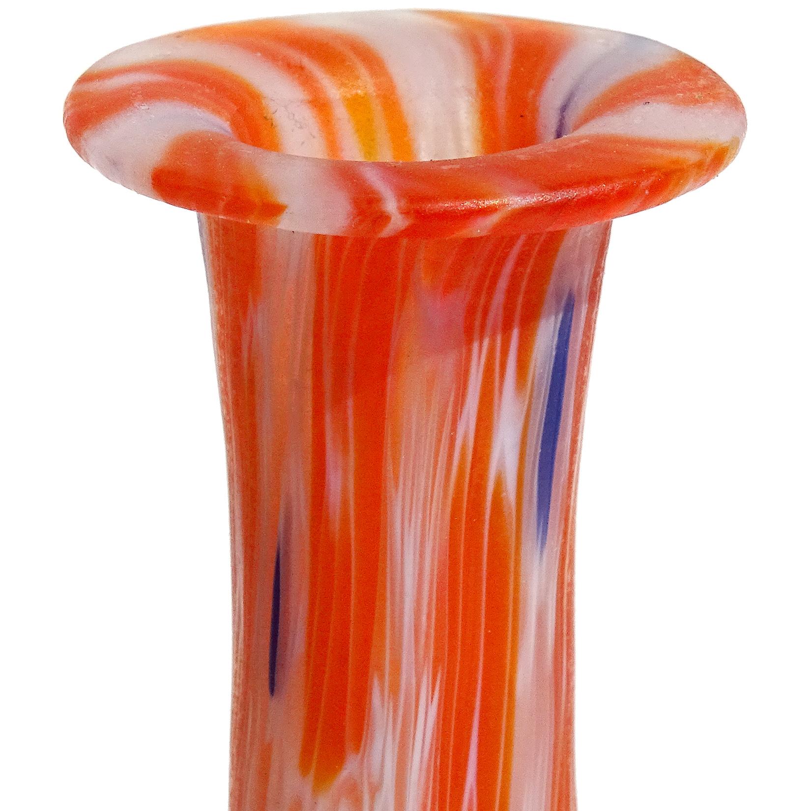 Hand-Crafted Fratelli Toso Murano Millefiori Flowers Antique Italian Art Glass Cabinet Vase