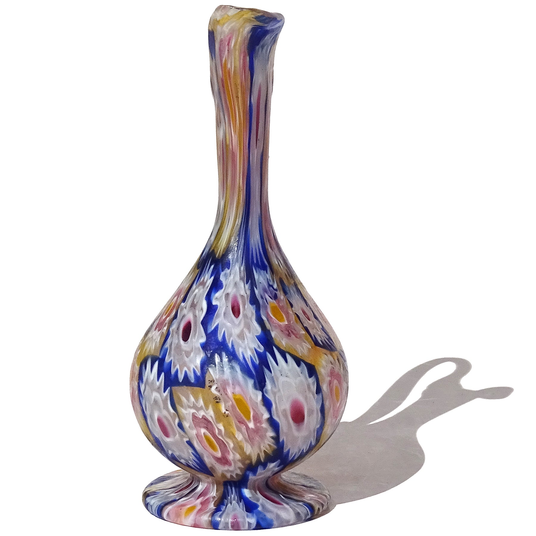Vase à fleurs pour meuble de rangement, en verre d'art de Murano italien ancien Millefiori de Fratelli Toso Bon état - En vente à Kissimmee, FL