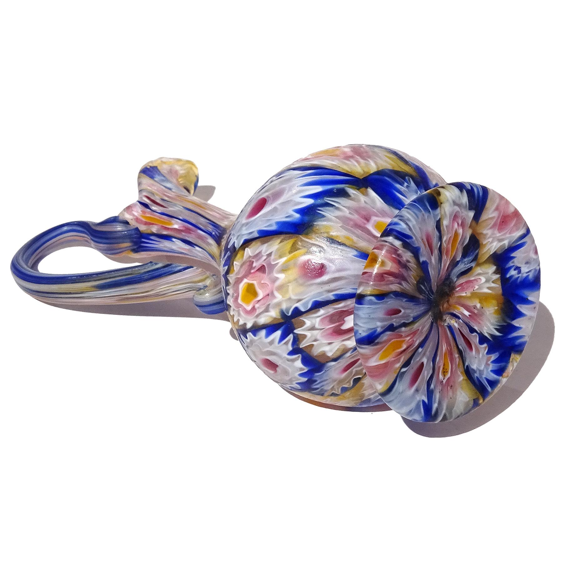 Verre Vase à fleurs pour meuble de rangement, en verre d'art de Murano italien ancien Millefiori de Fratelli Toso en vente