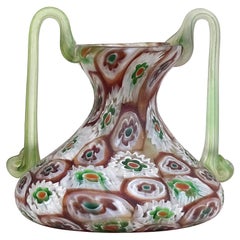 Vase à fleurs pour meuble de rangement:: en verre d'art de Murano italien ancien Millefiori de Fratelli Toso