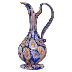 Fratelli Toso Murano Millefiori Fiori Antico Vaso da Armadio in Vetro d'Arte Italiano