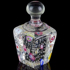 Fratelli Toso Murano Millefiori Flowers Bubbles Italian Art Glass Paperweight