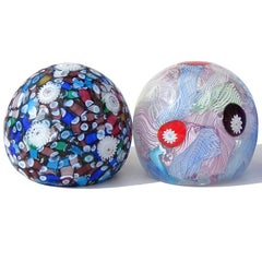 Presse-papiers d'art italien Fratelli Toso Murano Millefiori fleurs rubans