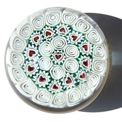 Fratelli Toso Murano Millefiori Heart Mosaic Italian Art Glass Paperweight